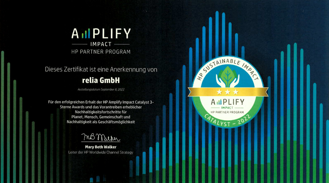hp Amplify Partner
HP Sustainable Impact Zertifikat
Nachhaltigkeit